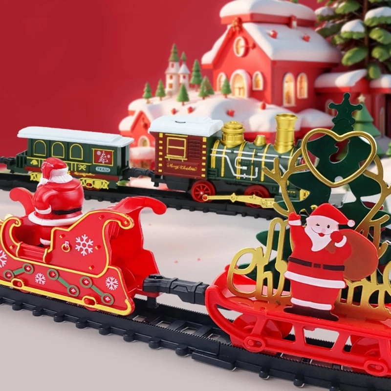 Toddlers Christmas Train and Track Playset Educational Puzzle Toy Electric Train