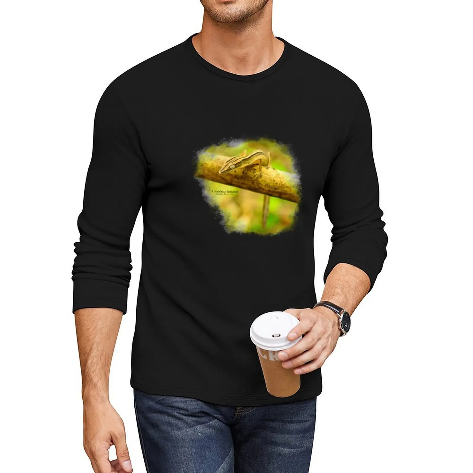

Uroplatus lineatus Duméril & Bibron, 1836 Long T-Shirt cute tops quick drying t-shirt funny t shirts for men