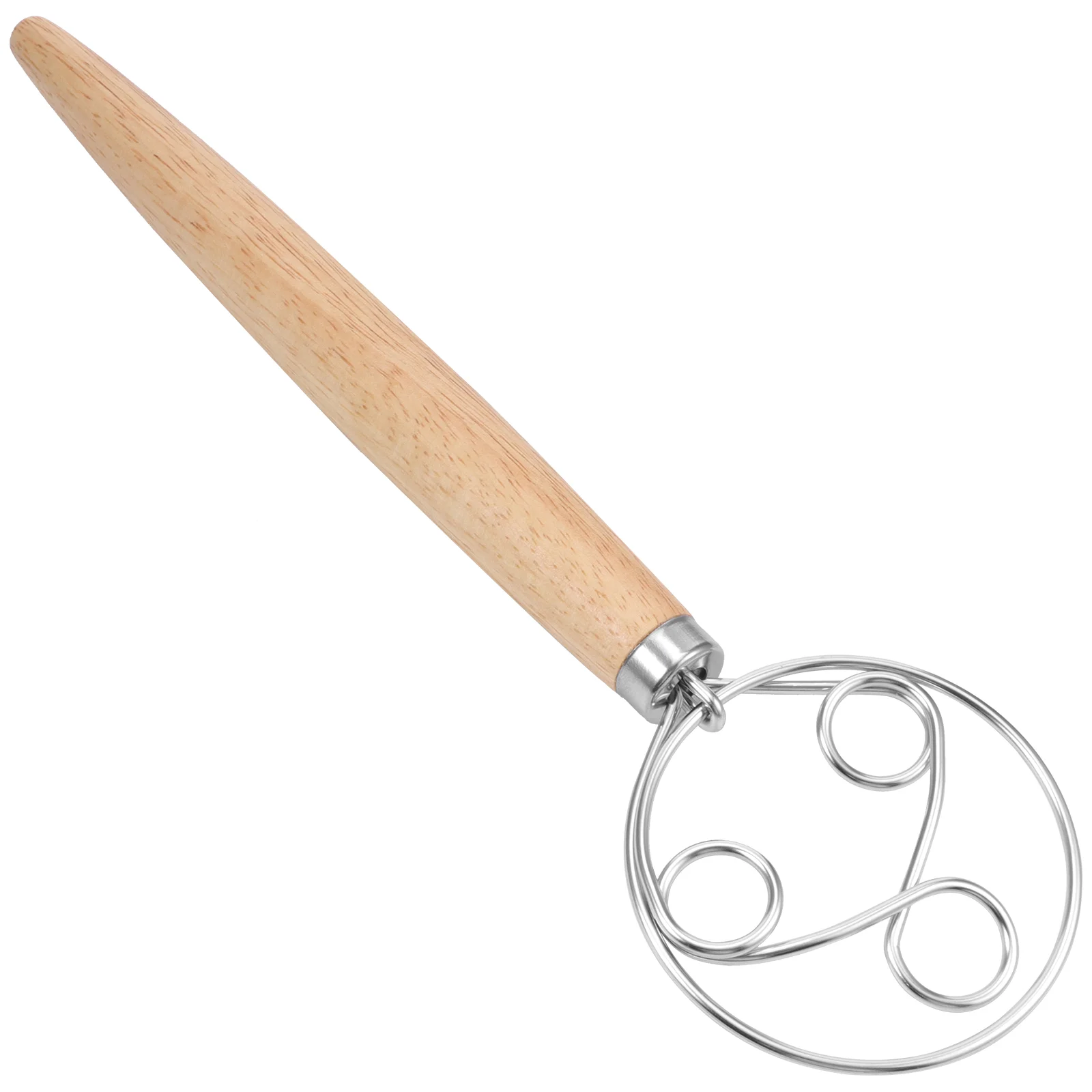 Flour Coil Whisk Dough Mixer Kitchen Gadget Wood Handle Flat Whisks Bread Egg Three-ring