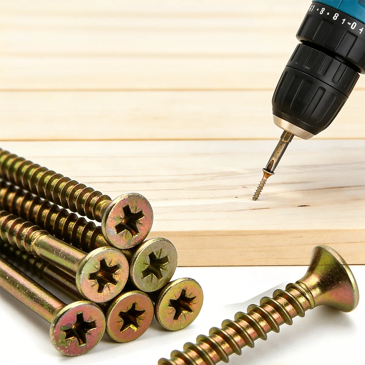 150pcs M5 Self-Tapping Screw Set - 60-100mm Phillips Head Flathead Wood Screws for Woodworking, Furniture Making, and Log Cabins