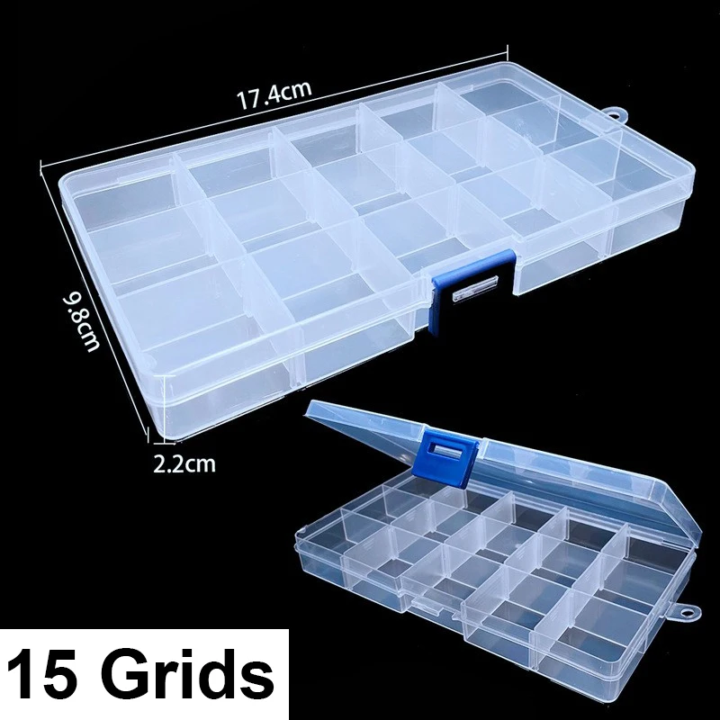 Adjustable 1-24 Grids Compartment Jewelry Box Transparent Plastic Storage Boxes Container Beads Earring Rectangle Organizer Case