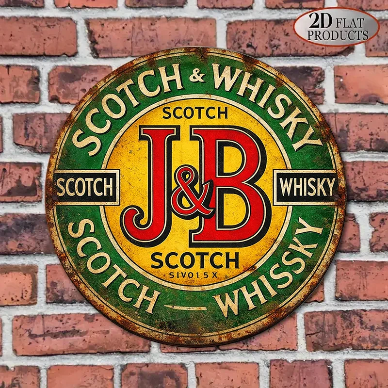 2D Flat - 1pc 8*8In/20X20Cm 2D Flat Round Sign, Vintage Plaque for 