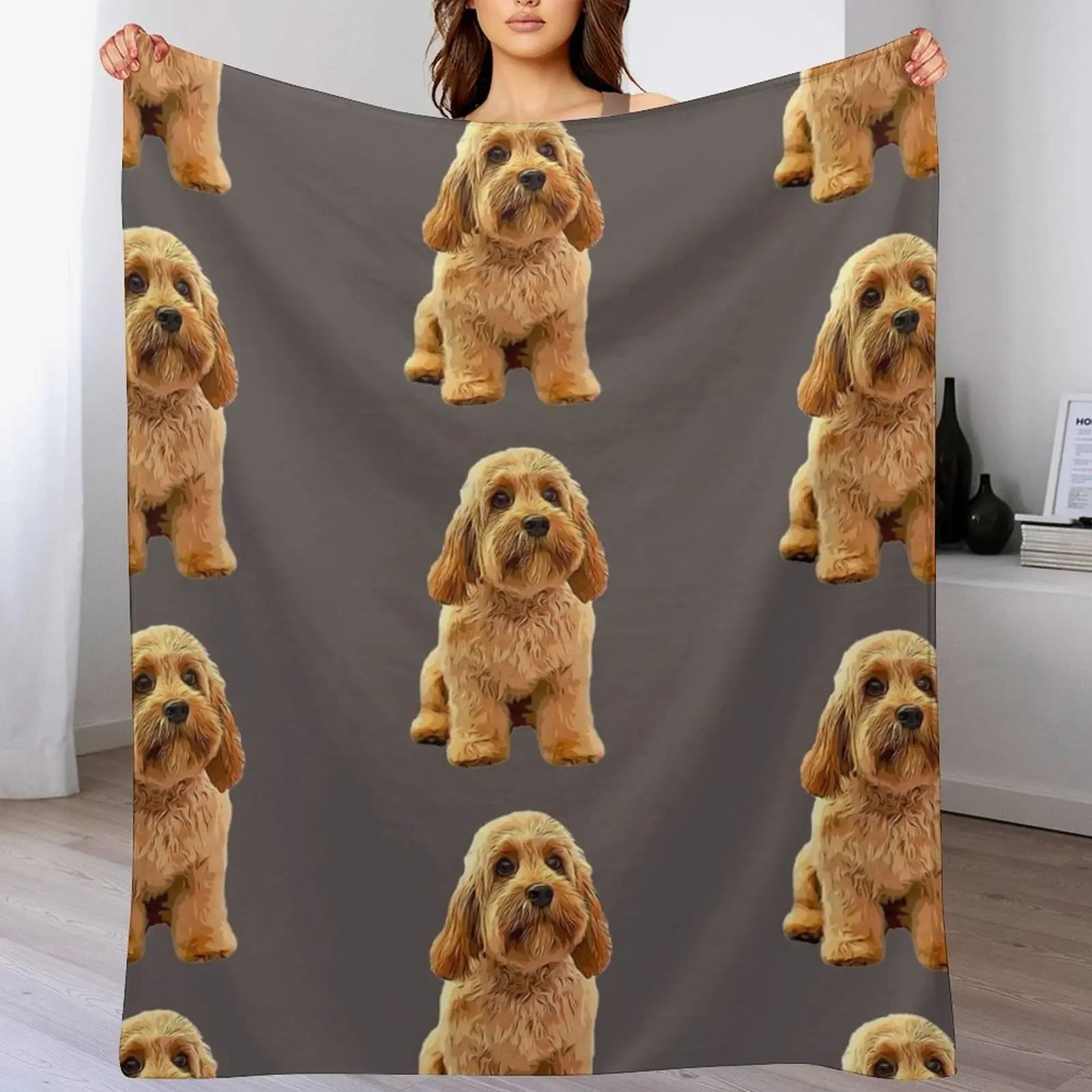 Cavapoo Doodle Cavoodle Cockapoo Goldendoodle Labradoodle Puppy Dog Throw Blanket Stain Resistant Cozy Warm Blanket