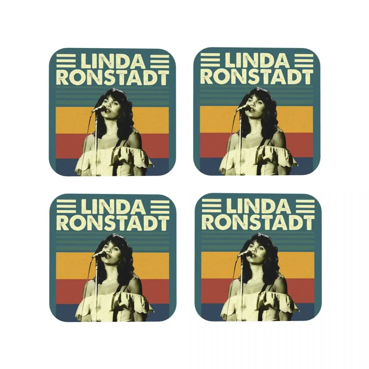 Vintage Linda Ronstad Coasters Kitchen Placemats Waterproof Insulation Cup Coffee Mats For Decor Home Tableware Pads Set of 4