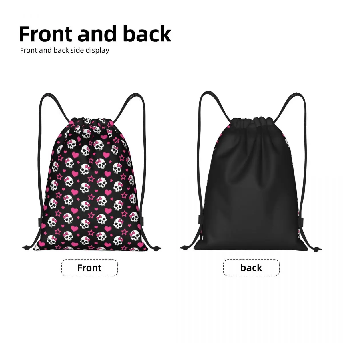 Gothic Skeleton Death Skull Drawstring Backpack Sports Gym Bag for Men Women Shopping Sackpack