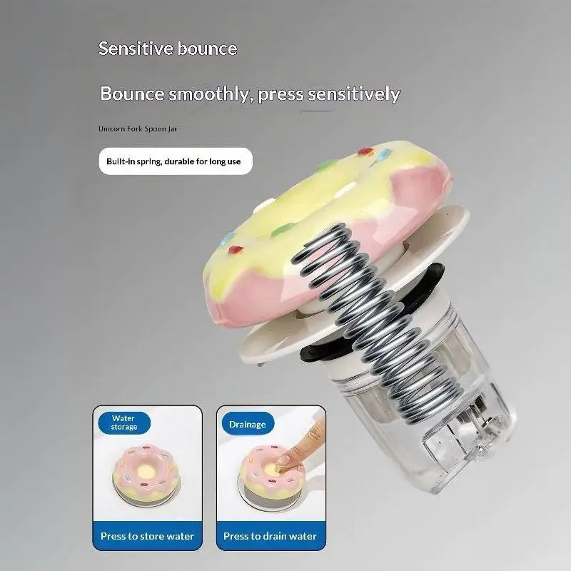 Niedlicher Keramik-Donut-Waschbeckenstopfen, geruchsresistenter Abflussabdeckung, perfekt für Badezimmer- und Küchenspülbecken. – Detail 7