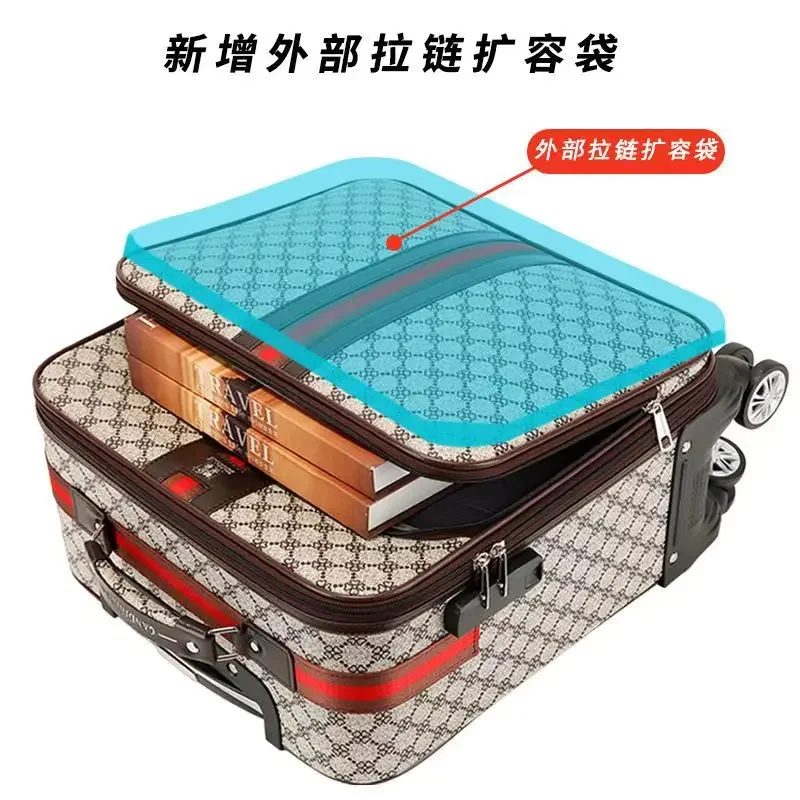 16 Inch Boarding Luggage Unisex Trolley Case Spinner Suitcase Student Oxford Gingham Leather Case Carry-Ons