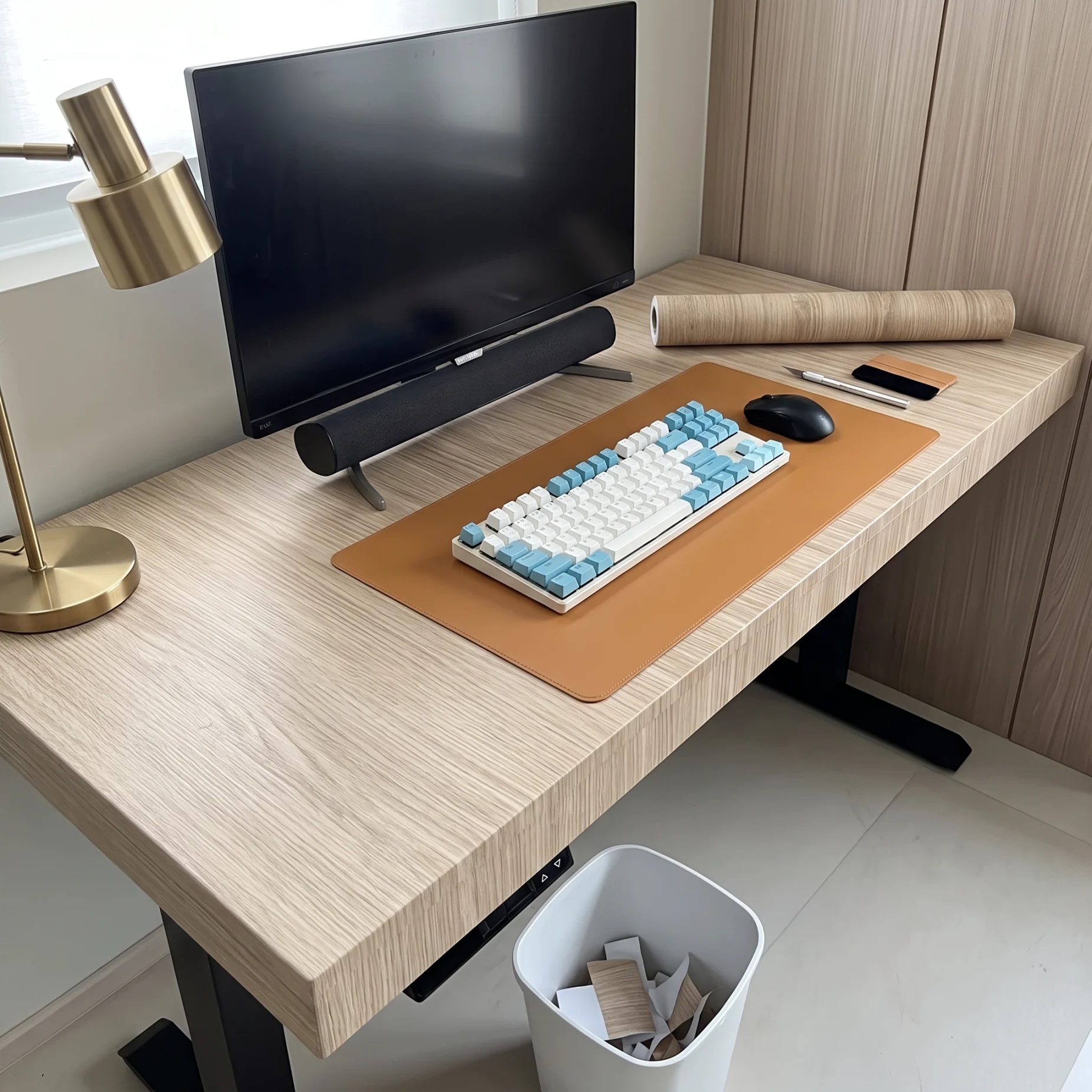 Light Oak Wood Grain Self‑Adhesive Contact Paper Waterproof Removable PVC Film for Desk Office Cabinet Home Furniture Decoration