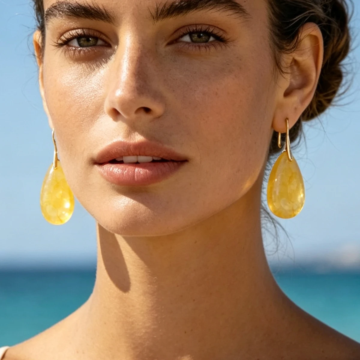 Natürliche Citrin-Ohrringe im Bohemian-Stil, Wassertropfen-Anhänger-Ohrringe, Modische und Einfache Accessoires für Frauen – Detail 11