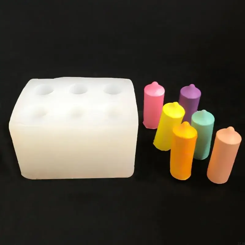 6 تجاويف عمود شمعة قوالب السيليكون لراتنجات الايبوكسي شموع صناعة يدوية الصابون الحلوى فندان قالب الكعكة قالب الشوكولاته M4YD