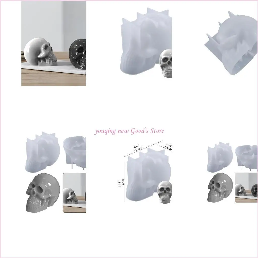 

57QA DIY Craft Epoxy Resin Mold Handmade Bucktooth Skull Decoration Silicone Mould