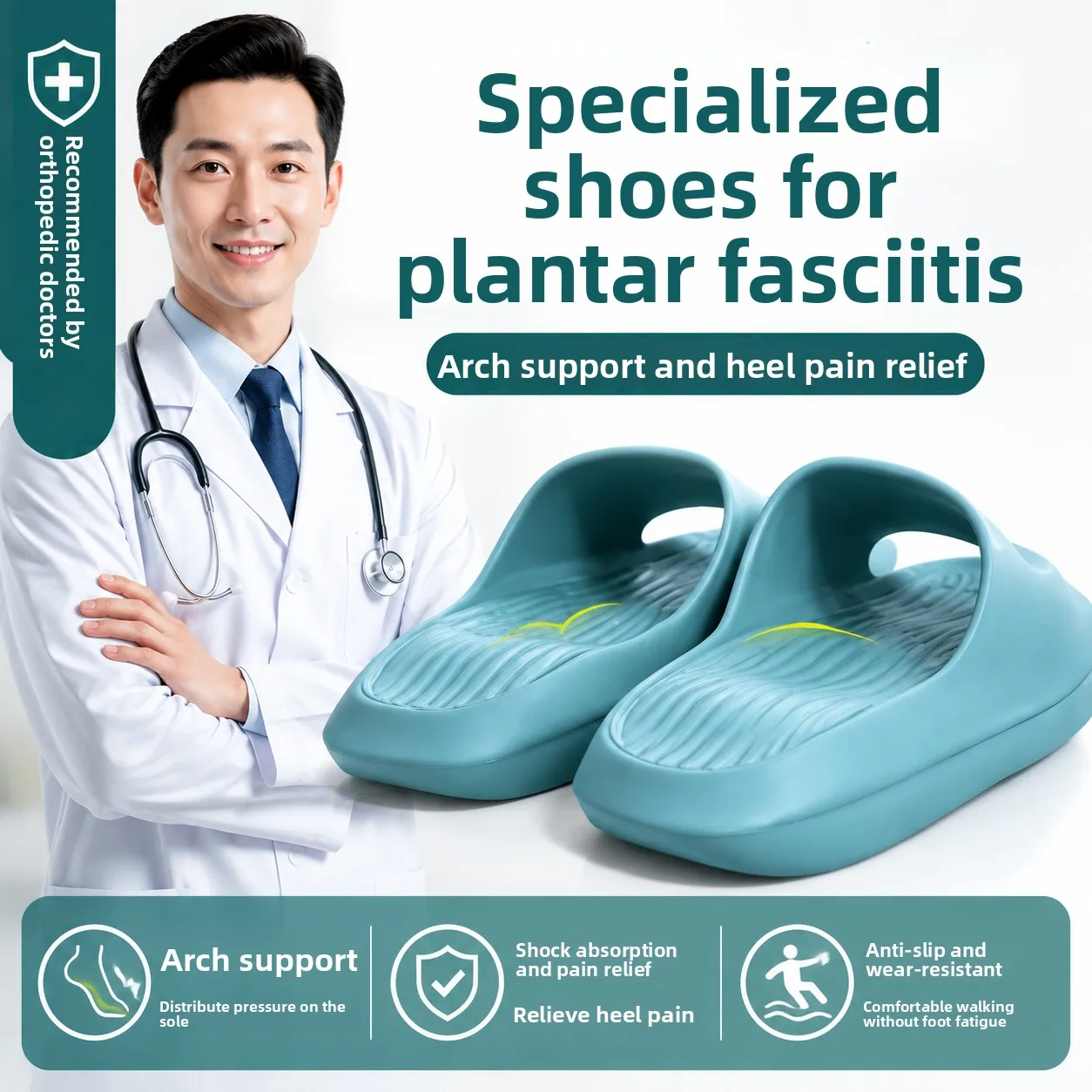 Arch Support Slippers for Plantar Fasciitis Men Women Pain Relief Stretching Board Shoe Insoles Medical Footwear Breathable EVA