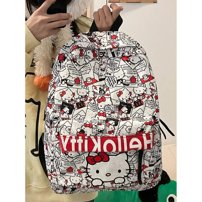 

Sanrio Hello Kitty Schoolbag Fashion Cartoon Doodle Cute Appearance Large Capacity Student Backpack Versatile Light Shoulder Hot