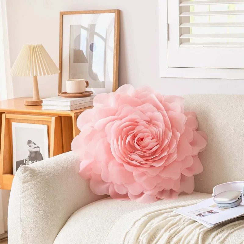 Pink flower decoration pillow cover 30x50/45x45CM 3D flower handmade cushion cover for office home decoration pillowcase