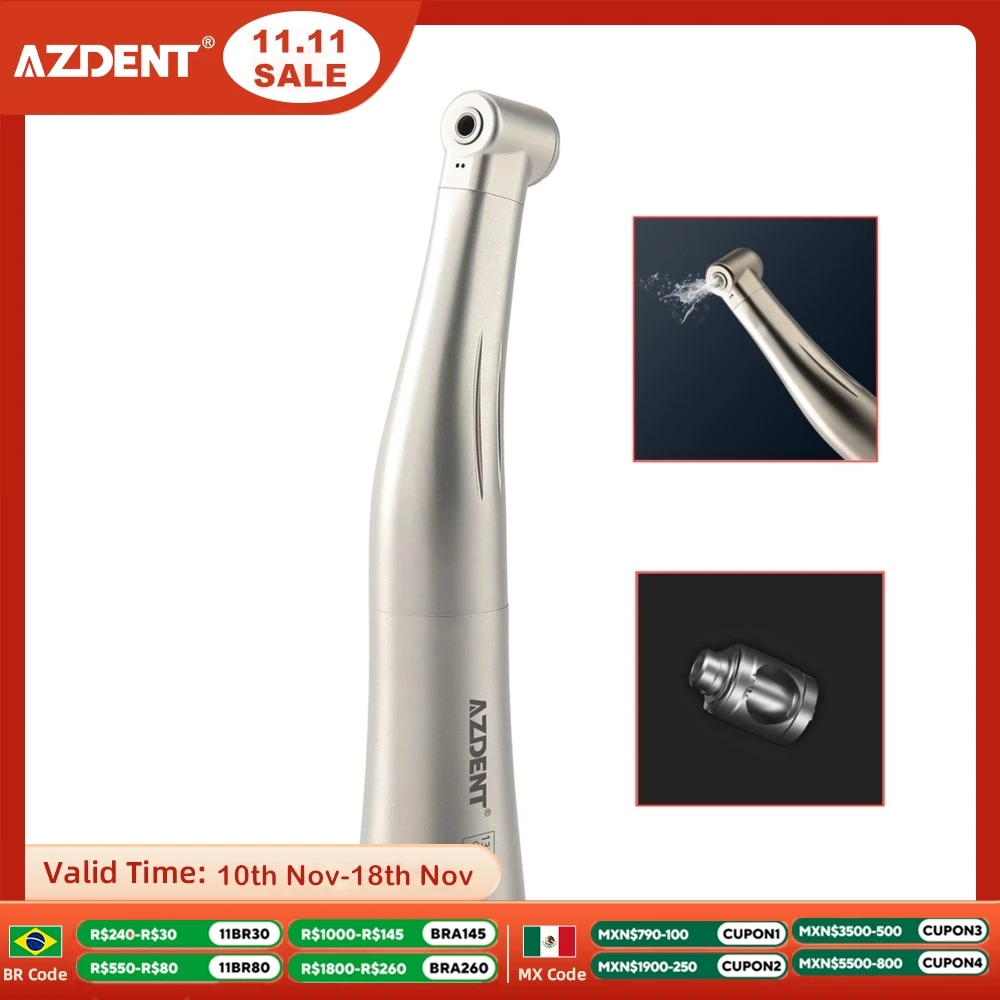 Dental 1:1 Low Speed Handpiece AZDENT Contra Angle Internal Single Water Spray Push Button Dentistry Tool