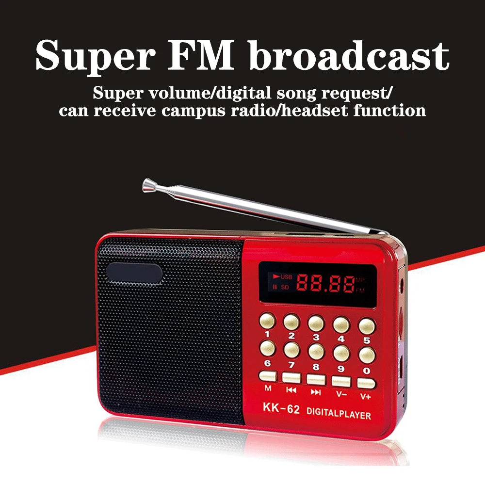 Portable Pocket Radio With LED Screen Mini Multifunctionl Digital FM Radio Support TF Card MP3 Player Music Speaker Device