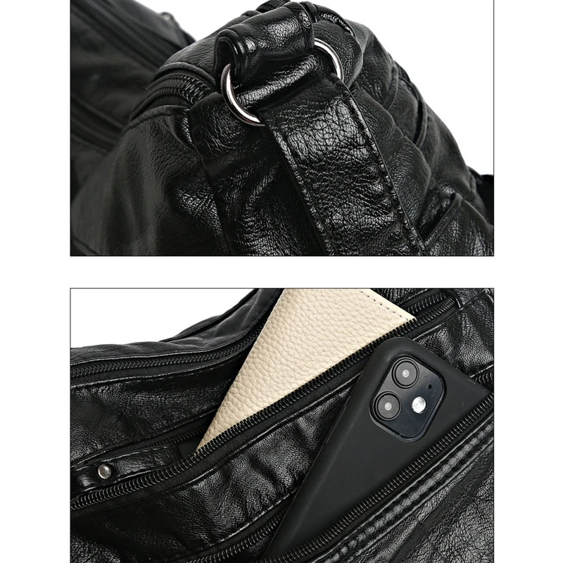 Soft PU Leather Luxury Purses and Handbags Multi-pocket Crossbody Shoulder Bags for Women