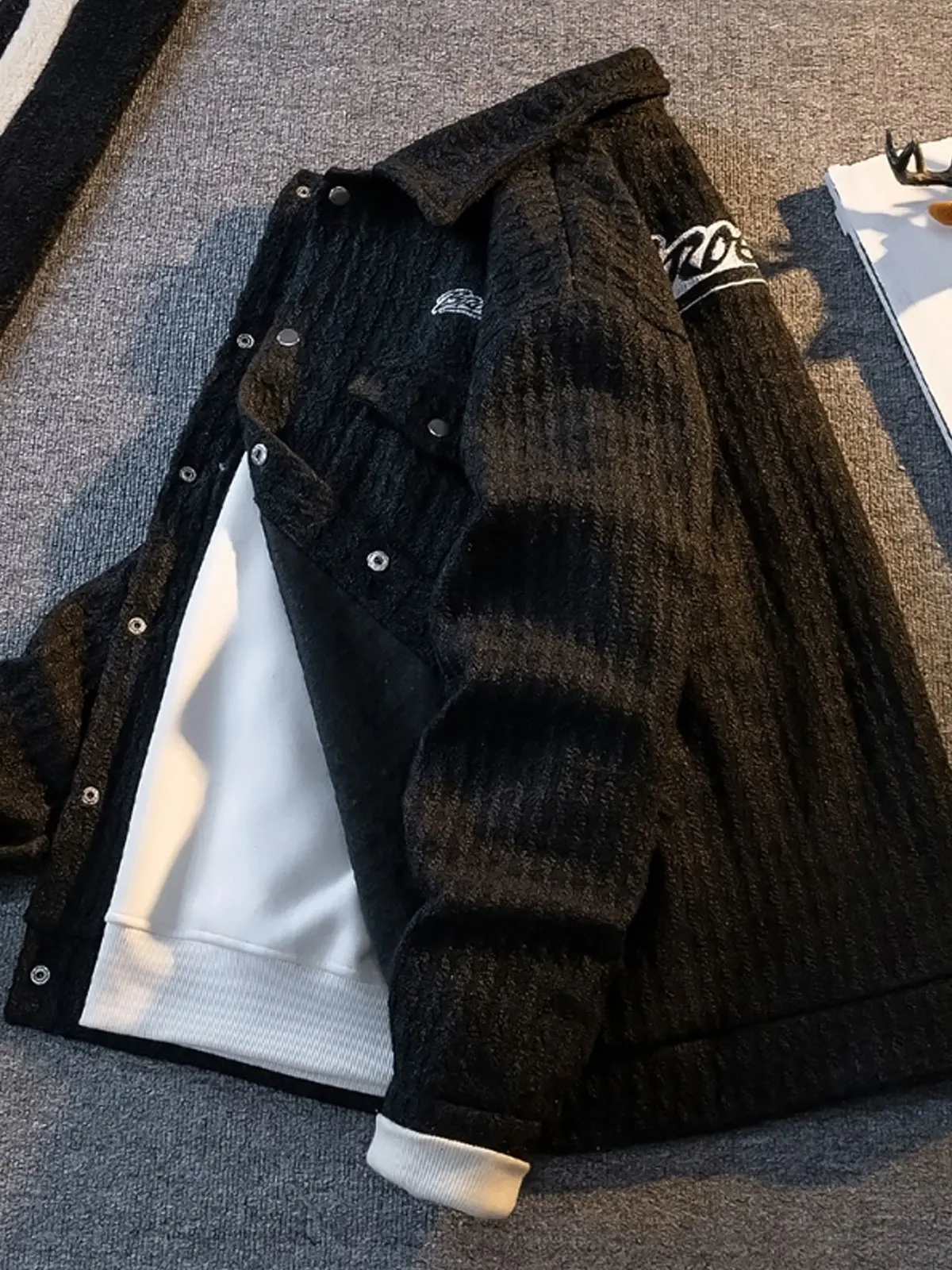 

Retro American Plaid Workwear Jaet Men's Trendy Brand Loose Casual Small Fraance Sle Woolen Coat High Street Vibe