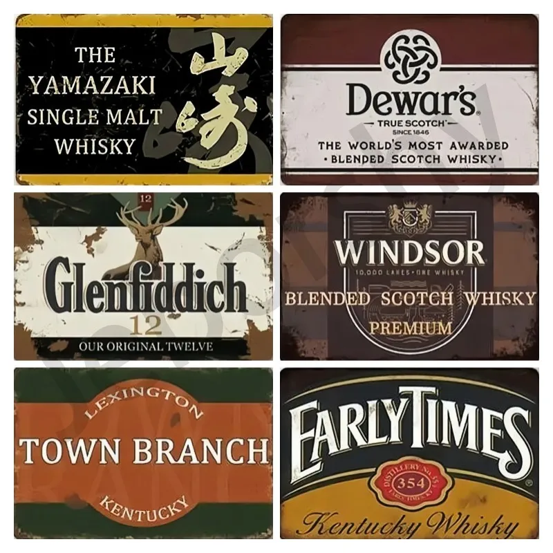 Whiskey Plaque Metal Vintage Aluminum Metal Sign Aluminum Sign Decorative Plaque Pub Club Man Cave Decor Wall Decoration