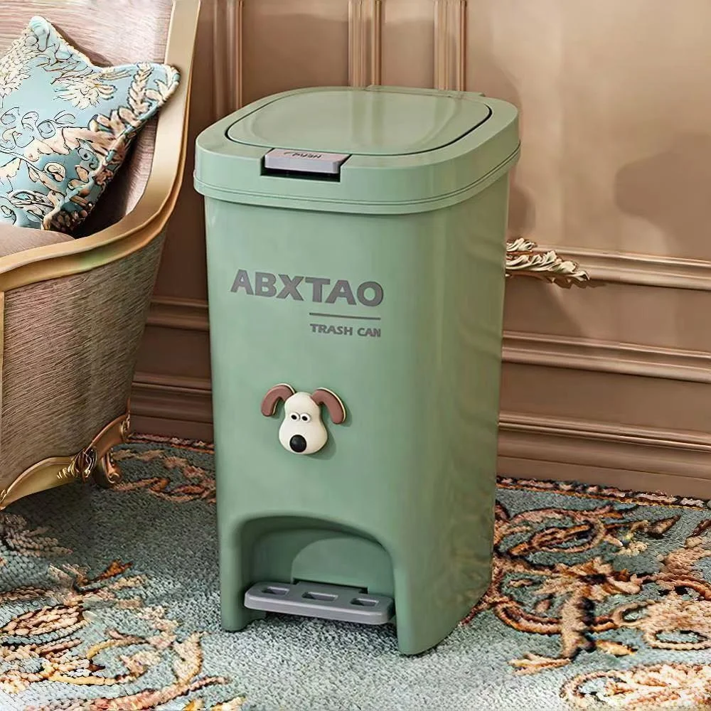 

Большой контейнер для ножной педали для гостиной, туалета, кухни с крышкой, бытовой квадратный пластиковый мусорный бак Advanced Sense