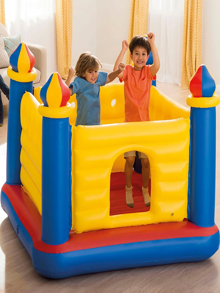 INTEX Inflatable Castle Bounce Bed Household Children's Indoor Bounce Bed Naughty Castle Toy House Ocean Ball Pool