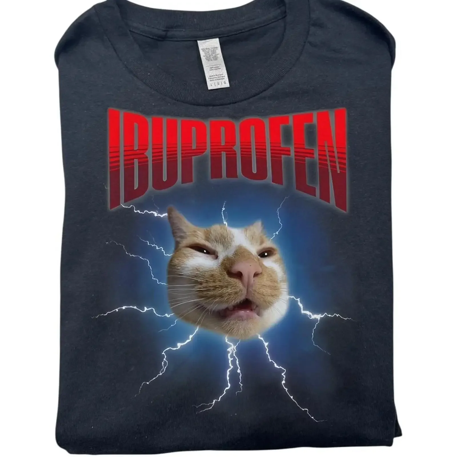 Stil Ibuprofen Katze Meme lustige Grafik T Shirt S 5XL vintage Washed homme Slightly Stylish Casual Comfortable Versatile