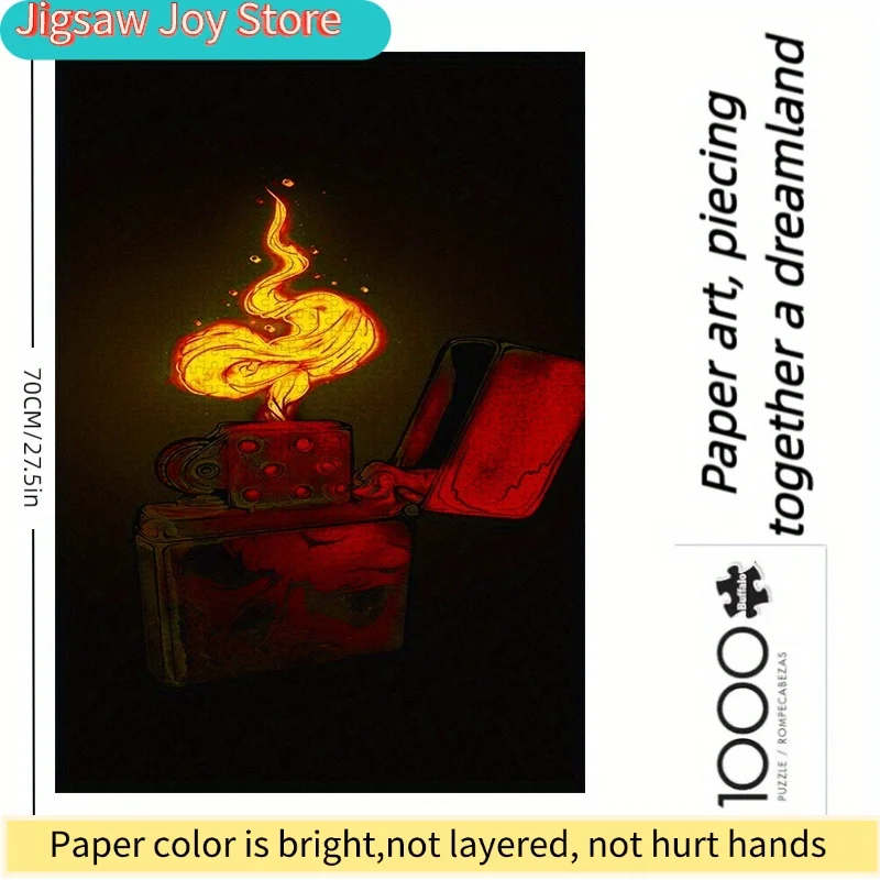 1000 قطعة لغز ورقي، بازل يدوي الصنع بنمط ولاعة، مصنوع من مادة ورقية بيضاء عالية الجودة، مناسب لألغاز الاسترخاء، هدية