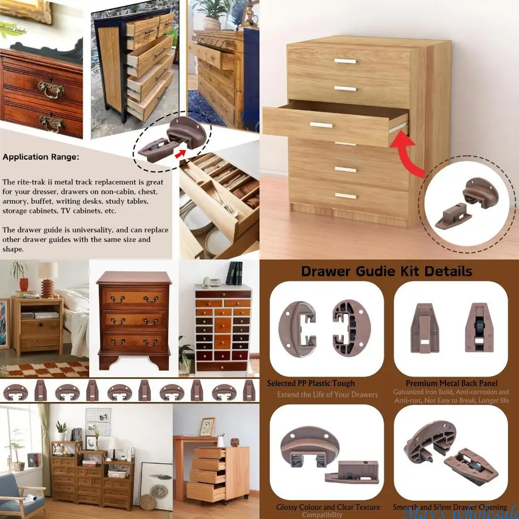 

10pcs Reinforced Metal Backed Drawer Runner Heavy Type Plastic Base for Smooth Quiet Drawer Operation 448A