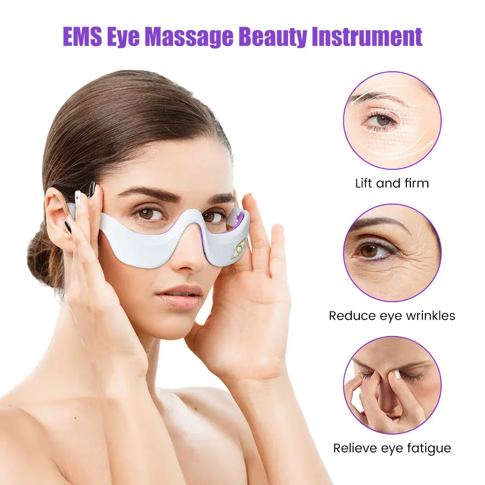 Under Eyes Red Light Therapy Massager Glasses,Microcurrent Eye Beauty Device Eyes Bag Remove Reduce Dark Circles Puffiness