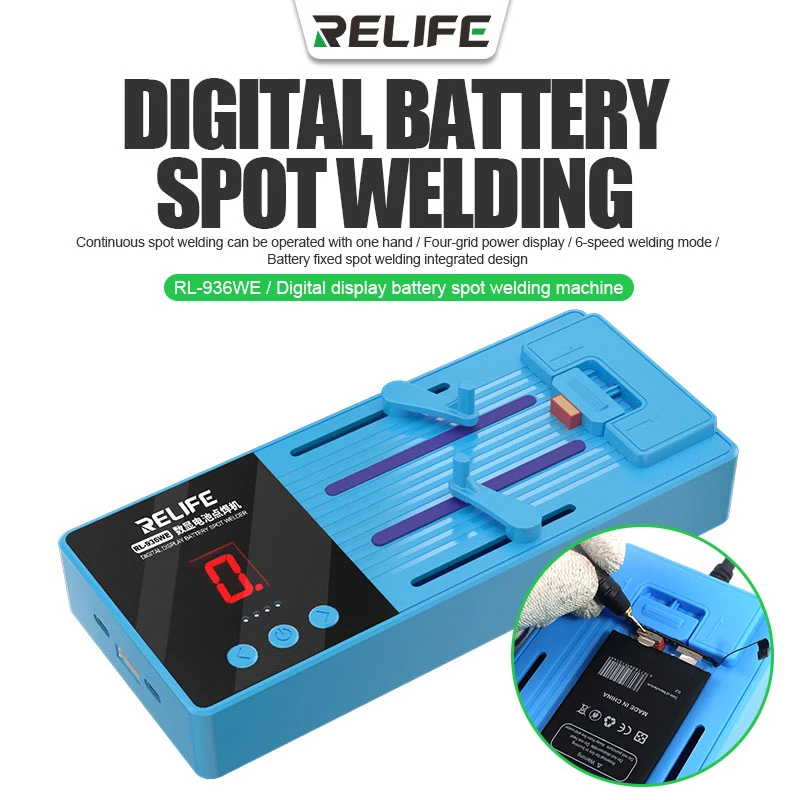 

RL-936WE Digital Display Battery Spot Welding Machine 6-speed Welding Mode Type-C Charging For mobile phone and computer repair