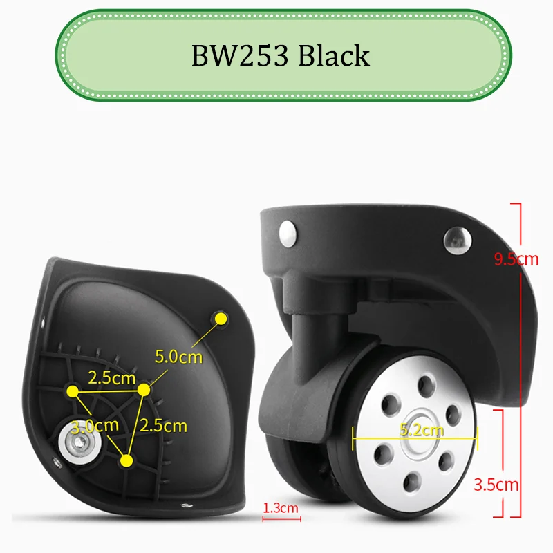 For American Tourister BW253 Universal Luggage Wheel Mute Wear-resistant Push-pull Smooth Luggage Replacement Accessories Wheels