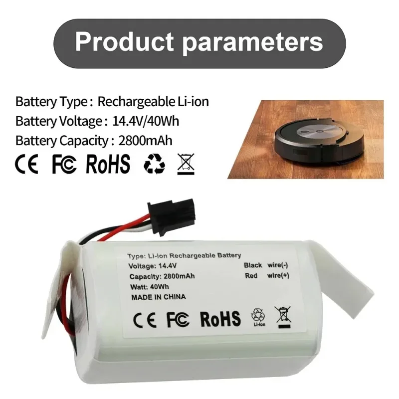 Durable 14.4V 2800mAh Robot Vacuum Battery Compatible with iRobot Roomba Combo Essential Y0110 Y011040 Y0140 Q011 Q0120