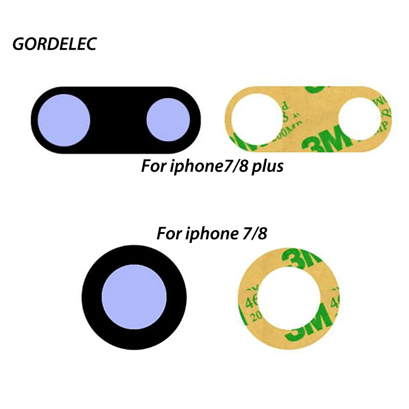 Black Glass for Apple iPhone 8 7 6s plus X XS Max XR Original Camera Lens with Tape Replacement 12 pro 13 pro max Camera Lens