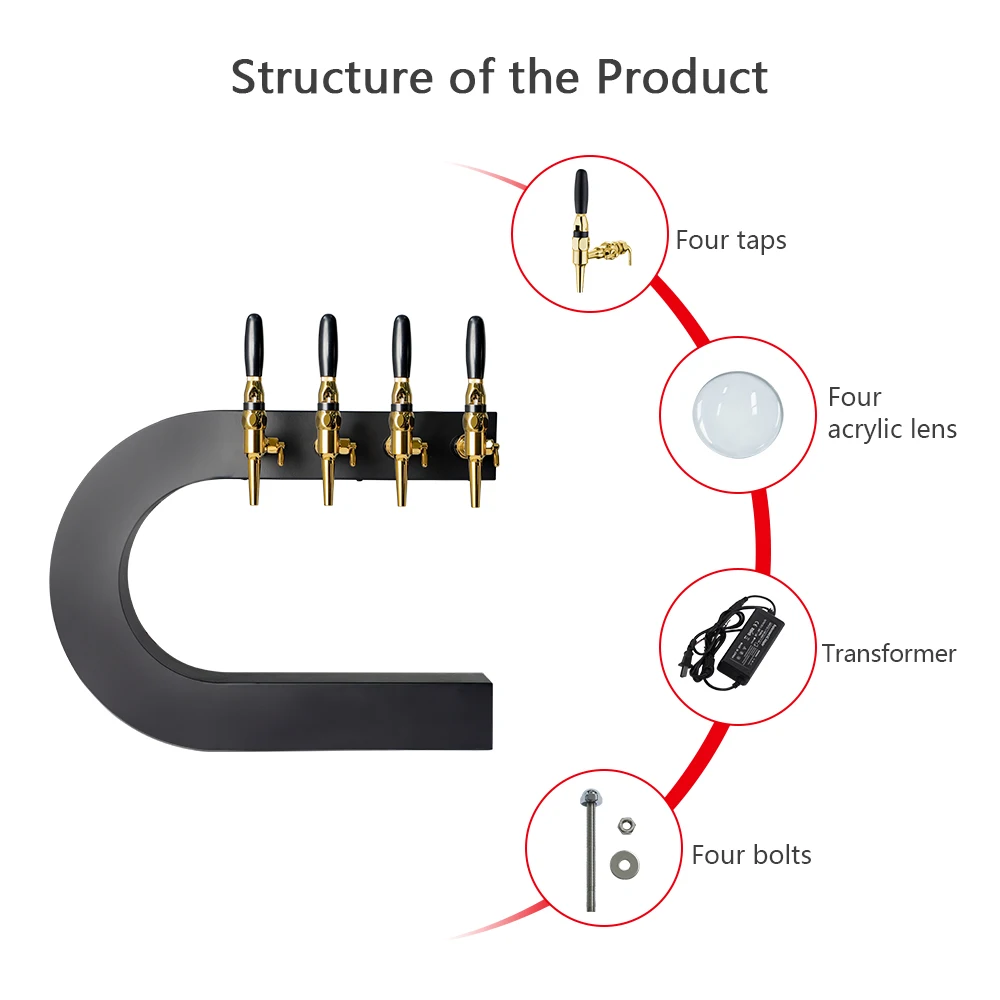 

Custom 4-Tap Bar Dispenser | Stainless Steel Draft Beer Tower with Premium Fronton Drink Dispenser