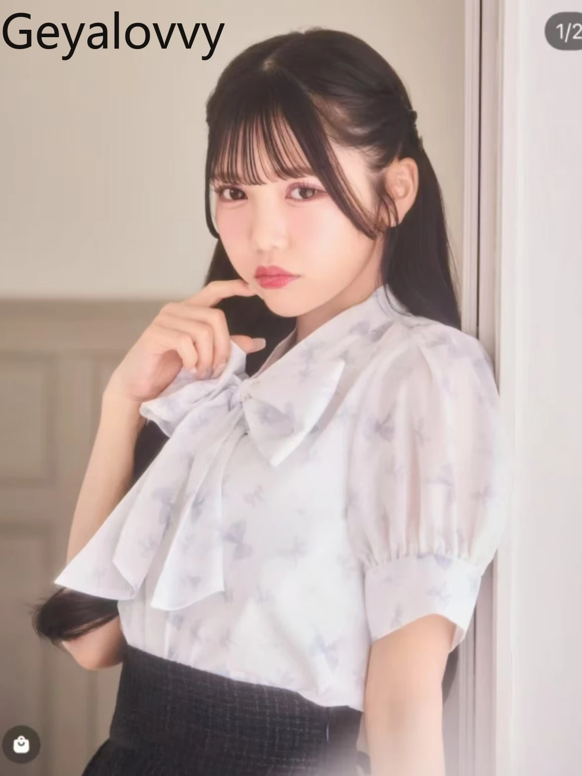 

Рубашка с короткими рукавами и бантом в японском стиле для девочек, новые летние универсальные милые милые женские короткие блузки