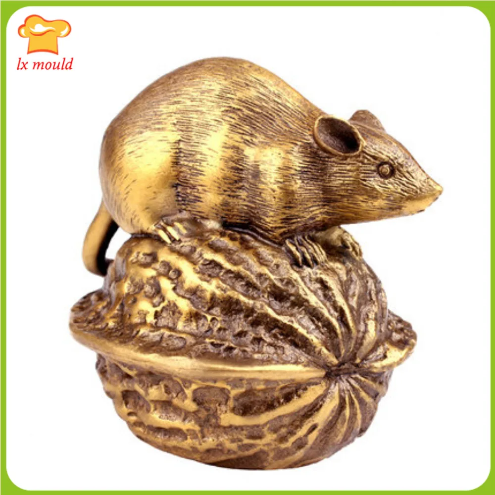 

LXYY Walnut & Rat Silicone Mould Home Decoration Plaster Candle Soap Chocolate Soft Silicone Mold