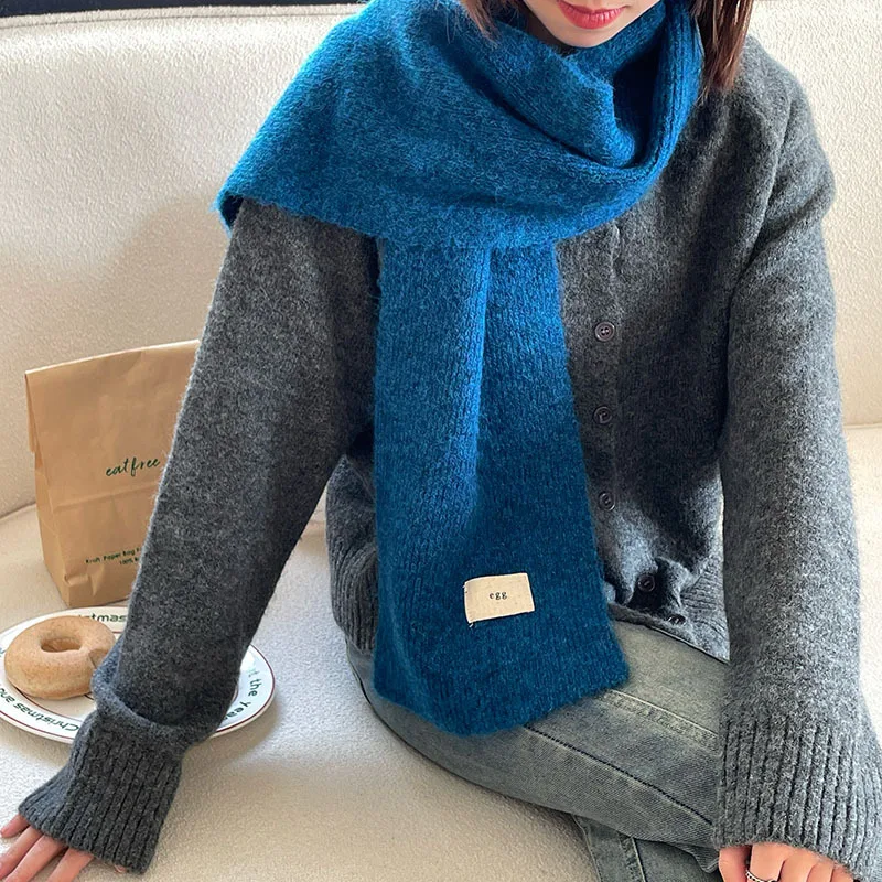 Korean Style Fashion Simple Solid Color Knitted Scarf Female Autumn Winter 2025 Soft Warm Commuter College Scarf Shawl for Women