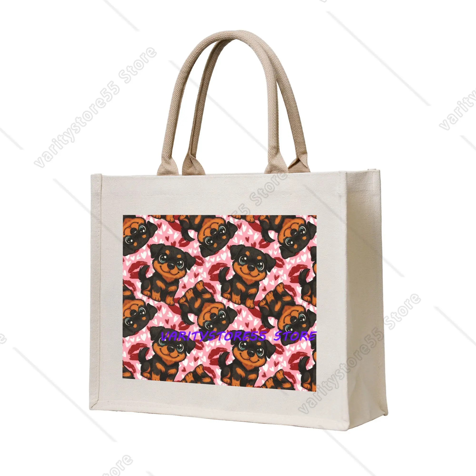 

Сумки-шопперы с забавным принтом милого щенка ротвейлера, портативные сумки-шопперы на плечо