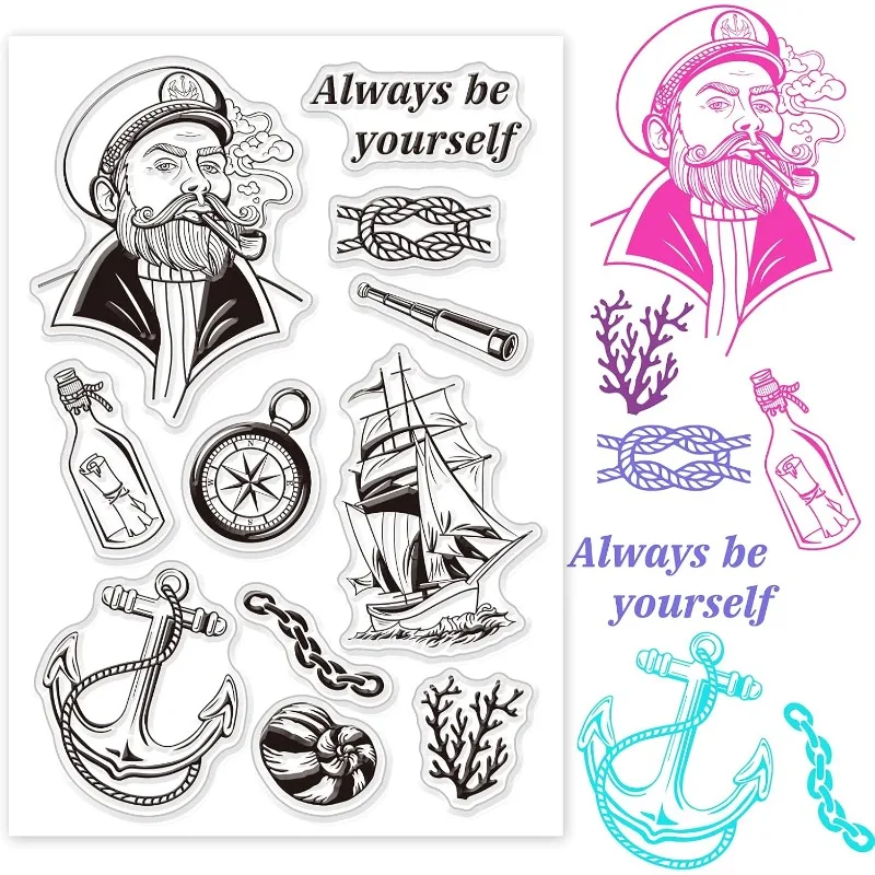 1 Blatt Segel kapitän klare Stempel Anker Abenteuer transparente Silikons tempel für Karten herstellung Dekoration und DIY Scrap booking