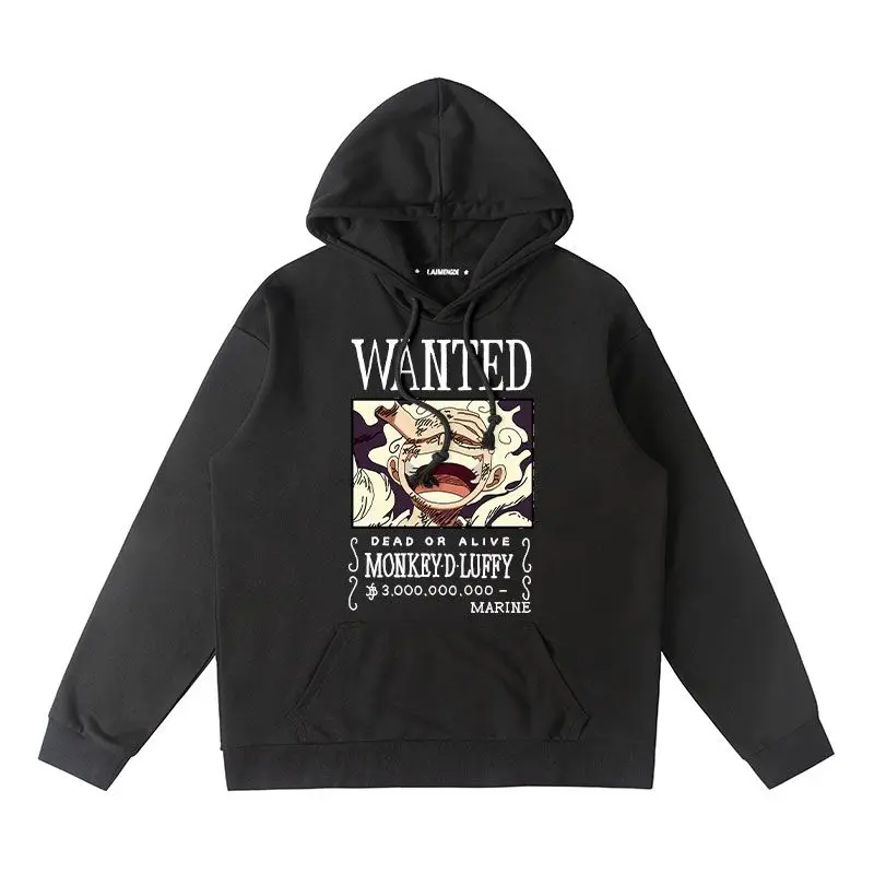 

One Piece Collaboration Jacket Men's Hoodie Autumn and Winter Fleece Hooded Boys' Nika Luffy Anime Print Clothes