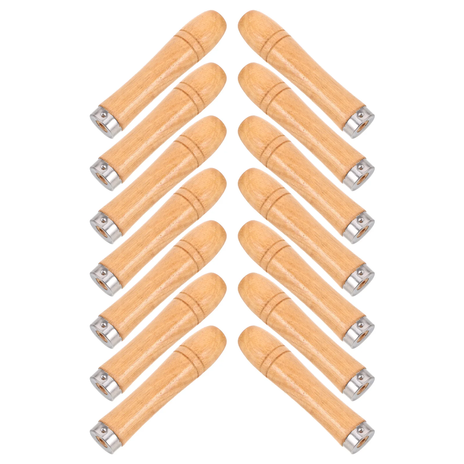 

14Pcs Grill Fork Wood Handles Nonslip Heat-Resistant Detachable Replacement Skewer Fork Grip Accessories Wood Forks Handle