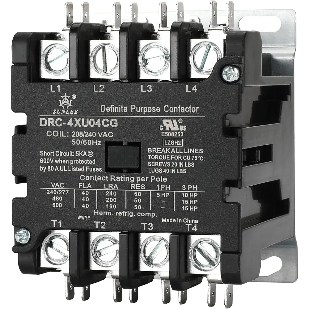 

4-полюсный контактор катушки, 40 А, 50 RES, 208/240 В, подходит для контактора охлаждения и обогрева освещения Siemens 42CF25AG, распознавание UL