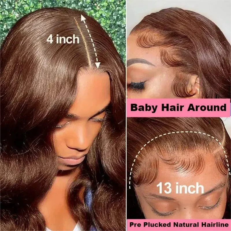 Chocolade Bruine Body Wave Lace Front Human Hair Pruiken Voor Vrouwen 13X4 Lace Frontale Pruik Brazilian Human Hair Pruiken Voor Zwarte Woemn