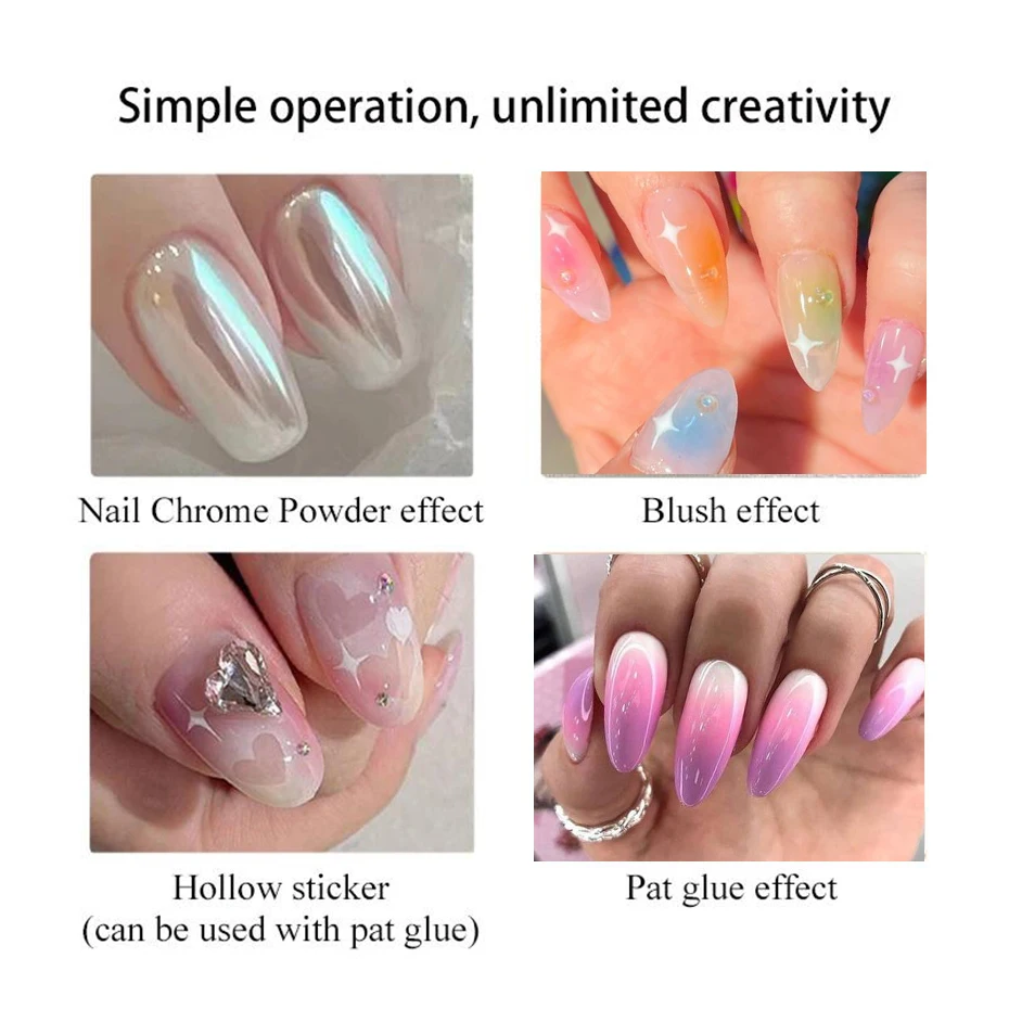 Nail Art Silicone Brush Reusable Mirror Powder Pigment Applying Manicure Tool Gradient Effect Nail Arts Silicone Applicator