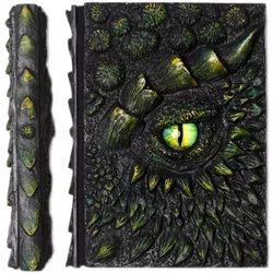 Fashion Retro Dragon Embossed Cover Notebook Dragon's Eye Resin Handbook Travel Journal Book Cubic Embossed Art Journal Book