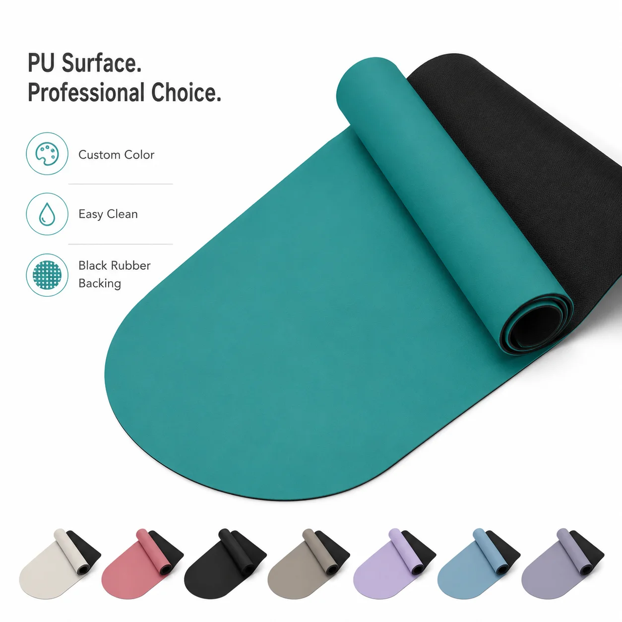 PU Rubber Yoga Mat 1830x680mm 4.5mm Semi Circular End High Grip Non Slip Hot Yoga Pilates Mat Custom Logo Private Label Supplier