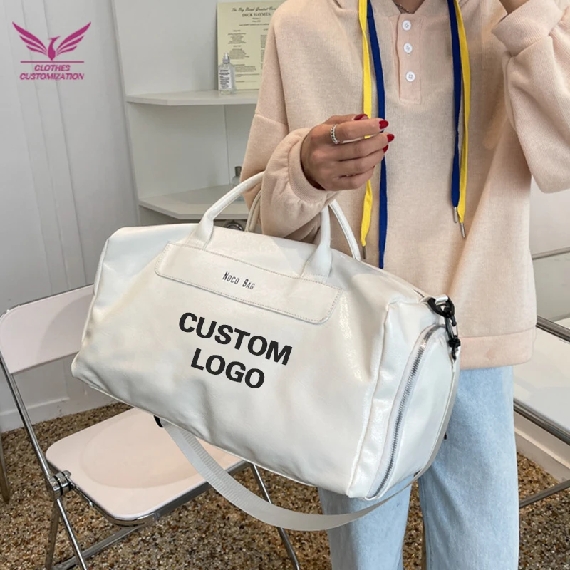 

Men's Fitness Sports Bag print logo Duffel Oil Wax Pu LeatherYoga Swimming bag custom made Travel Bag personality customization