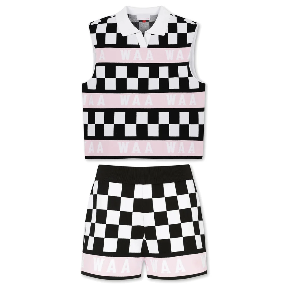 

"High-end Quality! Women's Golf Suit! Autumn Knitted Vest, Sports Shorts, Luxury Design, Unique Taste!"