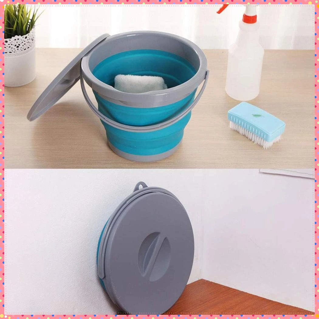 다용도 접이식 물통, 누수 방지 잠금 뚜껑이 있는 원형 통, 주방, 정원, 애완동물 세척, 자동차 세척용
