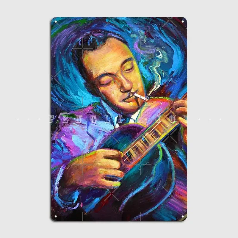 Django Reinhardt Gypsy Jazz Guitarist от Роберта Фелпса Металлическая вывеска Настенный паб Клуб Бар Создать таблички Оловянная вывеска Плакат